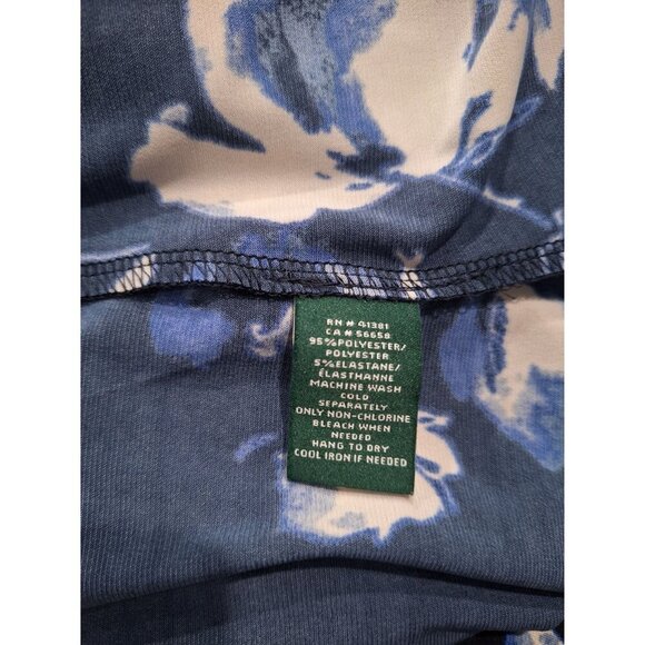 EUC Lauren Ralph Lauren Navy Blue Floral Petite Flutter Sleeve A-Line Dress/Sz. - Picture 5 of 6